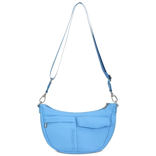 Expatrié Crossbody Bag Damen Blau - Vivy - Puffer Moon Bag - Umhängetasche im Halbmond Stil - Cross Body Handtasche mit Verstellbarem Gurt - Wasserabweisend