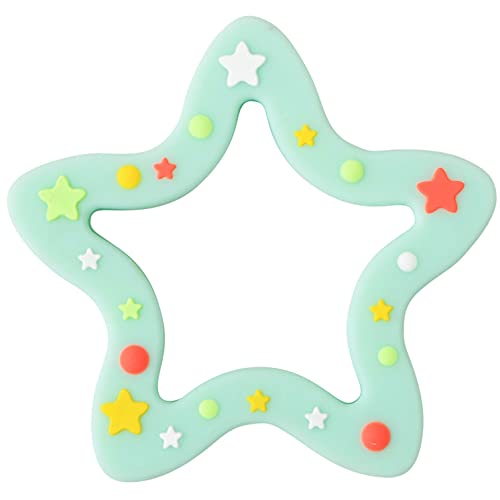 Image of Jimibaby Silicone Star Teether, The First Teething Toy for Baby Boys and Girls,100% BPA Free, Easy to Hold, Freezer Safe (Mint Star)
