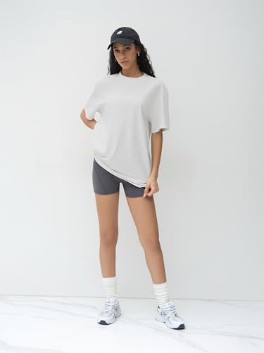 CIDER Oversized T-Shirt for Women Casual Crew Neck Tee Short Sleeve Basic Top 100% Cotton Knit Fabric3