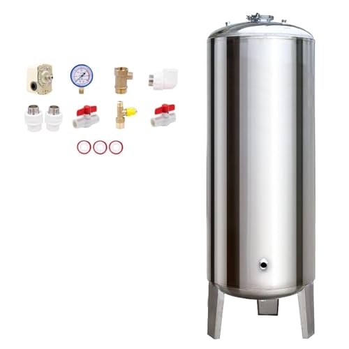 ZYHAOYAN Tanque De Presión Vertical con Puerto De Limpieza, Tanque De Almacenamiento De Agua Totalmente Automático, Acero Inoxidable 304, Adecuado For Escuelas, Campos, Industria.(60L/15.8Gal)