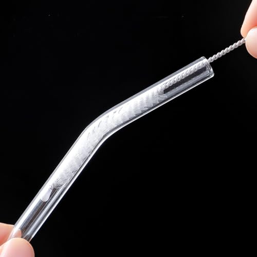 Image of E-COSMOS 5-Piece Reusable Glass Straw Set, 4 Bent Transparent Straws with 1 Cleaning Brush, Elegant Glass Drinking Straws for Hot or Cold Drinks, (4 Bent +1 Brush)