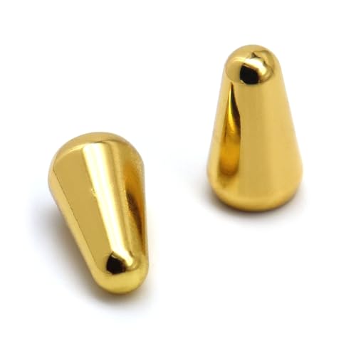 2pcs Guitar 5 Way Pickup Switch Tip Metal Cap Switch Knob for Strat Tele (Gold)