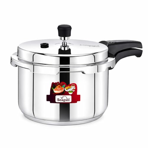 Seagull XPRESS Stainless Steel Pressure Cooker 1L | Fast & Energy Efficient Heavy Gauge Cooker with Safety Valve & Heat Resistant Handle (1L)