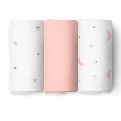 Image of The White Cradle Baby Swaddle Wrap for Newborn, Organic Muslin Blanket Pink