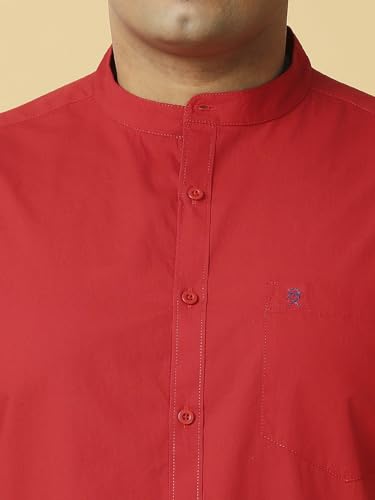 Image of Thomas Scott Mens | Full Sleeve | Solid Plain Color | Regular Fit | Plus Size | 100% Cotton | Mandarin Collar | Casual | Shirt