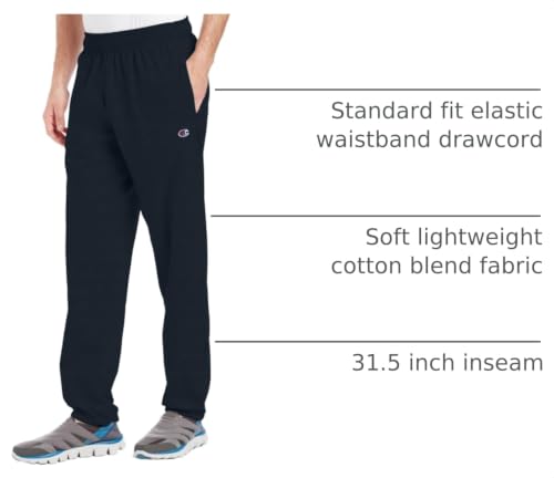 Image of Champion Men's Cinched-Bottom Lounge Pants, Standard Fit, Lightweight 100% Cotton, Available in Regular and Big & Tall
