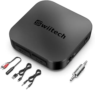 Swiitech Bluetooth Transmitter Receiver, 2-in-1 Bluetooth AUX Adapter, V5.0 Bluetooth Adapter for TV/Car/Speaker/Home Stereo/PC, Pairs 2 Devices Simultaneously, aptX Low Latency (TR-01)