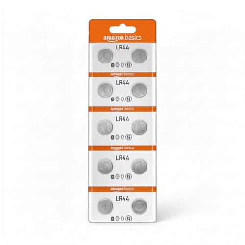 Image of Amazon Basics Long-Lasting LR44 Alkaline Coin Cell Batteries | 1.5V Voltage | Lightweight & Portable (Pack of 10)