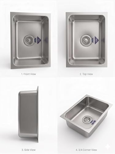 Image of NIRALI Kitchen Sink 21 inchx 18 inch 304 Heavy Duty Stainless Steel | Single bowl Sink Round Coupling | Rust & Stain Resistant | MattFinish | Minimizes Sound Orbis Kitchen SInk (SS-304) (Matt, 21 inchx 18 inch x 8 inch)