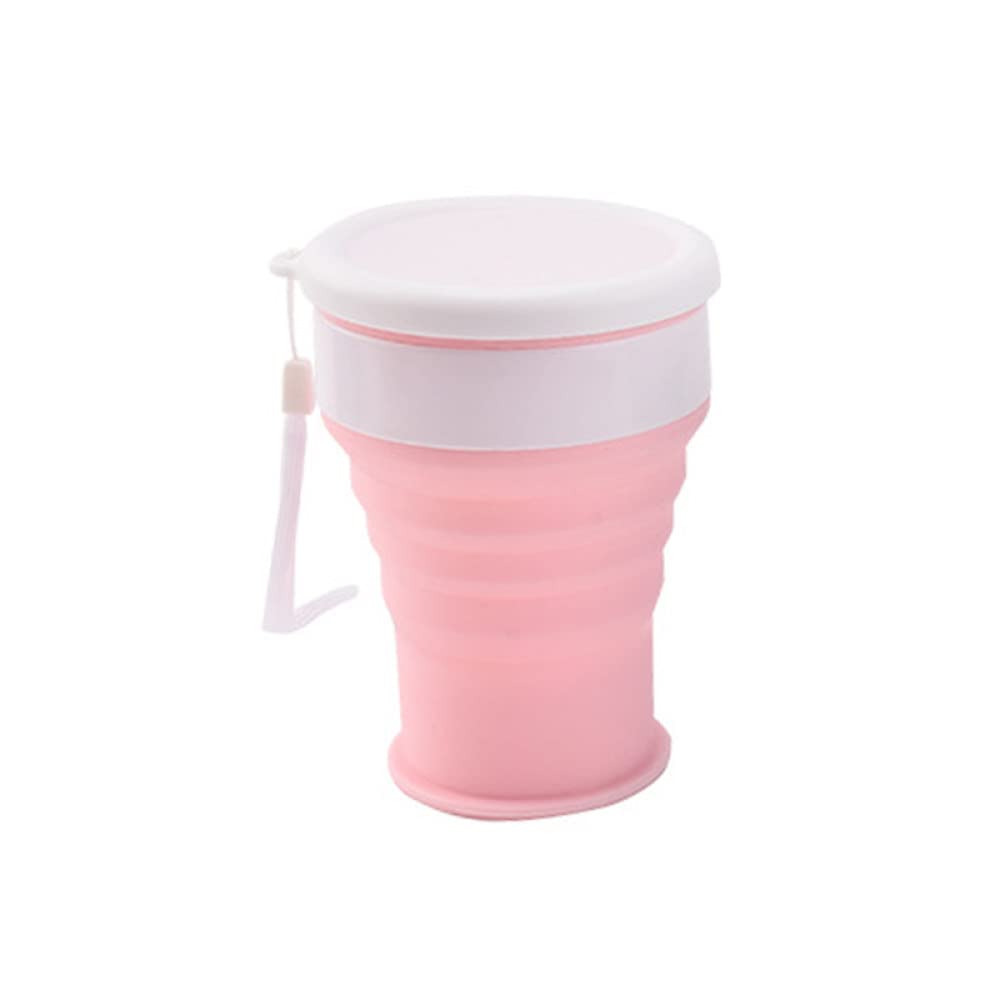 Taza de viaje de camping plegable de silicona de 200 ml Taza de café telescópica portátil Taza de agua al aire libre Botella de agua plegable Drinkware, Pink