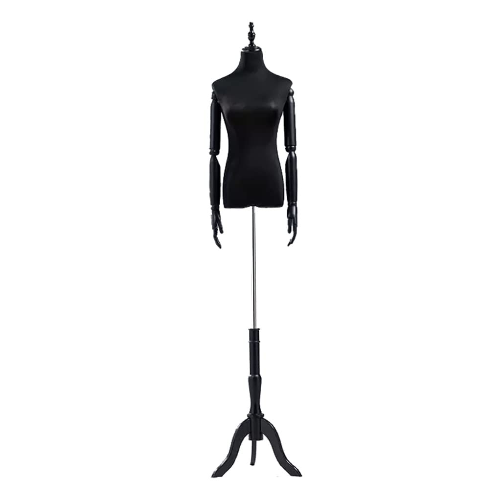 Buste de couture féminin en bois noble et tissu noir réglable pour haute couture taille S