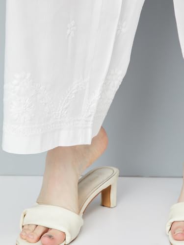 Image of Max Women Relaxed Mid Rise Chikankari Embroidered Palazzos