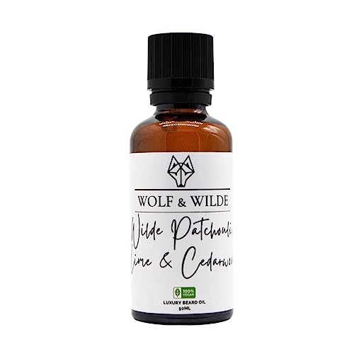 Wilde - Aceite de lujo para barba de pachulí, lima y cedro, 50 ml, hecho a mano en el Reino Unido, apto para veganos