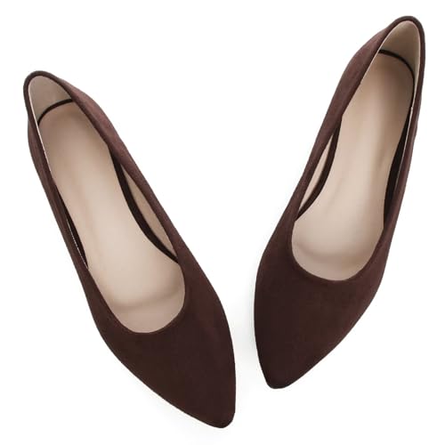 Image of Dear Time Women's Pointed Toe Ballet Flats Simple Casual Office Work Flats Slip-on Comfortable Shoes