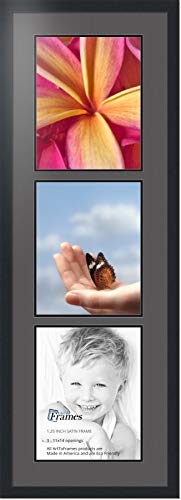 ArtToFrames Collage Photo Frame Double Mat with 3 - 11x14 Openings and Satin Black Frame