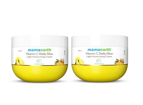 Image of Mamaearth Vitamin C Daily Glow Light Moisturizing Cream with Vitamin C & Turmeric 200 g (Pack of 2) | For Face, Hand & Body | 24H Moisturization | Quick Absorbing, Non-Greasy | Soft Moisturizer