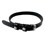 Equine Smile ES4011 Sporenriemen Strass Kristall Lackleder Glänzend Zubehör Reitsporenriemen Fixierung Reitsporen Hochwertige Lederriemen Elegantes Design Paar (Schwarz Lackleder/Weiße Strasssteine)