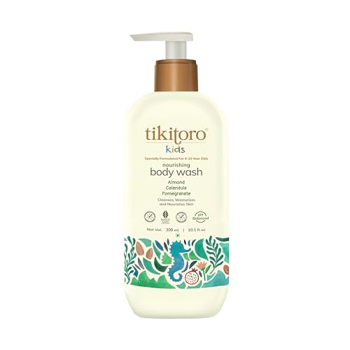 Tikitoro Kids Nourishing Body Wash | Pediatrician Approved | Vegan | Cleanses, Moisturizes & Nourishes Skin | Almond, Calendula, Pomegranate Extract | No Parabens & Sulphates, Age 4+ years (300ml)