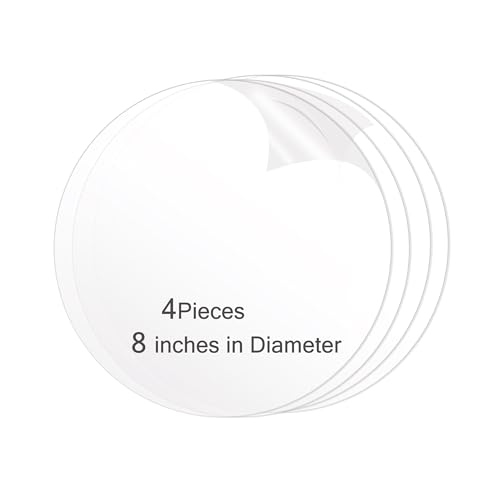 Image of 8 Inches Diameter 1 /8 Inch Thick 4 Pack Highly Transparent, Smooth Edged Acrylic Plastic Sheets for DIY Crafting - Available in Variety of Sizes with Precision Cutouts for Easy Handling(3MM-D8-4PCS)