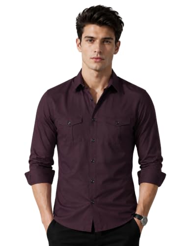 Image of Men's Double Flap Pocket | Regular Fit | Solid Spread Collar | Versatile Everyday Office Wear Comfortable |Stylish Design | Shirt