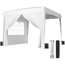Outsunny 10 x 10 ft Pop Up Canopy Tent with Sidewalls, UPF50+ Outdoor Portable Instant Canopy Shelter with Carry Bag, Sandbags, Adjustable Height for Parties, Events, Camping, White