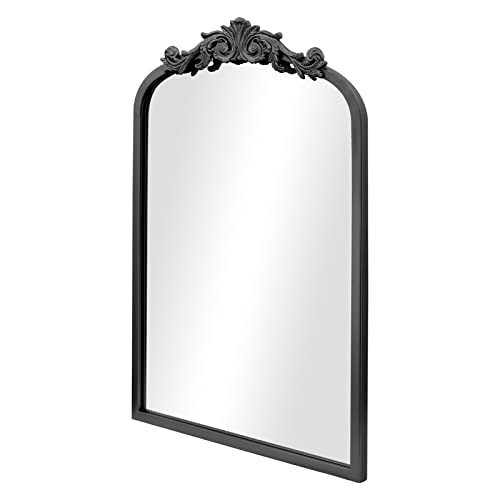 Aixi Home Arendahl Traditional Black Arch Wall Mirror, 15"X23" Carved Elegant Rectangle Bathroom Mirror With Antique Ornate Frame, Baroque Inspired Home Decor For Vanity Bedroom Entryway #TOP21