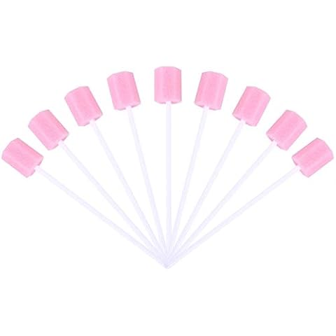 Healvian 100pcs Oral Care Sponge Swab Disposable Mouth Swab Tooth Cleaning Tool Dental Care Kit (Pink) Cover