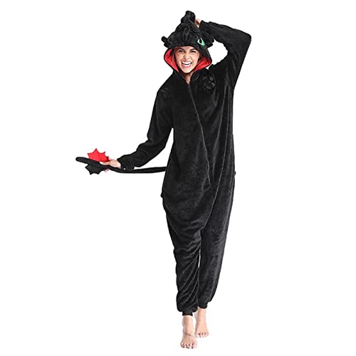 Pijama Importado Dragão Banguela Kigurumi Peludinho Unissex Tamanho: M; Cor: Preto