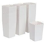 Blue Panda 100 Pack White Popcorn Boxes for Party, Bulk Paper Treat Containers for Movie Night Decorations (3.3 x 5.5 x 3.5 in)
