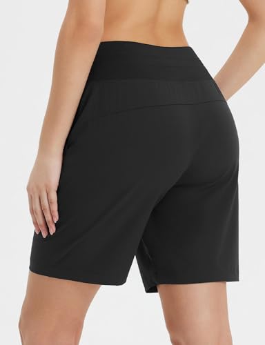 baleaf Women's 7" Athletic Running Shorts Long Workout Shorts High Waisted Quick Dry 4 Zipper Pockets UPF50+2