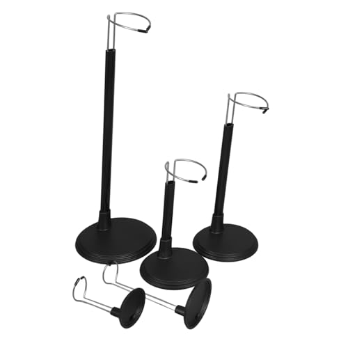 Gogogmee 5 Piezas Soportes para Muñecas Ajustables de Bases Estables para Exhibición de Figuras Soportes de Escritorio para Muñecas Diseño Minimalista Negro