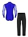 Linjinx Mens Latin Dance Outfits Bodysuit And Long Pants 2-piece Suit for Latin Chacha Ballroom Dance Rumba Royal Blue Medium