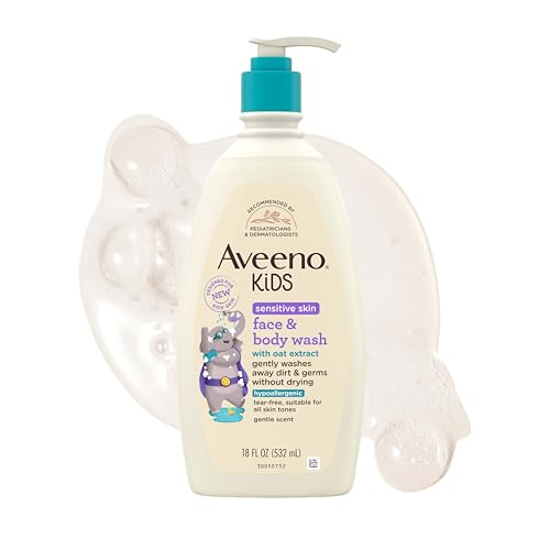 Aveeno Kids Sensitive Skin Face & Body Wash, Nourishing Oat Extract, Wash Away Dirt and Germs...