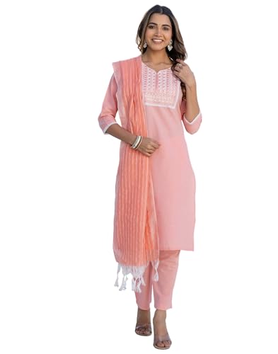 Image of SKYLEE Rayon Chikankari Embroidery Anarkali Kurta Set with Dupatta