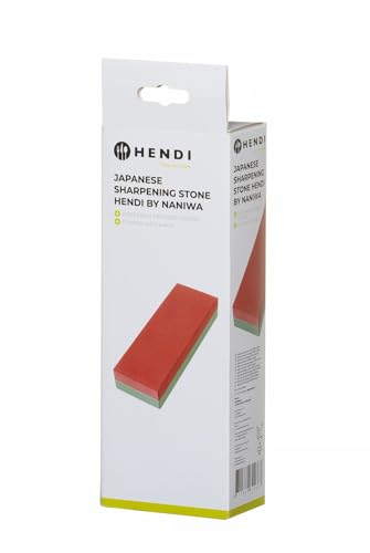 HENDI Japanischer Schleifstein by Naniwa, doppelseitig, Messerschärfer, Schleifstein, Wetstones, Körnung 220/1000, inklusive Kunststoffbehälter, 185x65x(H)30mm