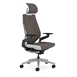 Steelcase Gesture, Silla de Oficina ergonómica con Brazos 360º, sujeción Lumbar y reposa Cabeza Regulables Marrón Oscuro