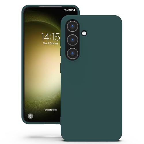 YATWIN Silicone Case for Samsung Galaxy S23 FE Soft-Touch Shockproof Slim Durable Phone Cover - Dark Green