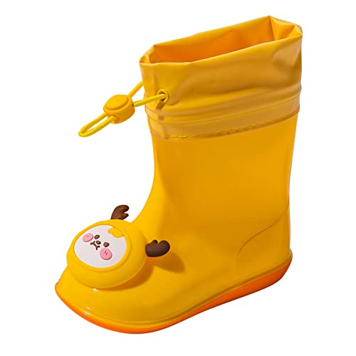 sfdgfhyf Little Kid Short Shoes for Children Lined Shoes Boots Rain with Drawstring and Girls Gumboots (Yellow, 2.5-3Years)