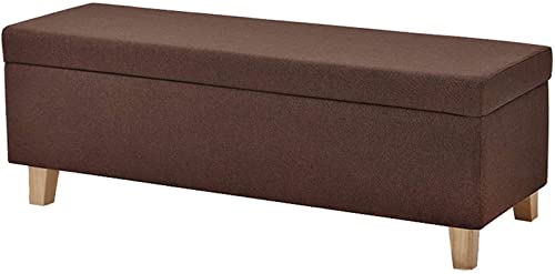 Banc repose-pieds coffre de rangement lin pour bout de lit