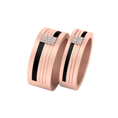 Alliances assorties argent sterling 925 et or rose pour bague de mariage couple