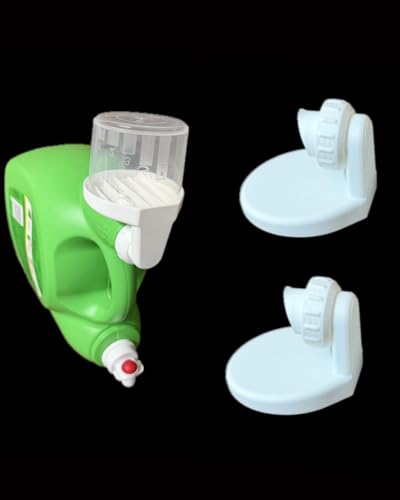 (2) Laundry Detergent Cup Holders with Drip Tray Compatible Lid Drain for Tide GAIN Downy and ERA ONLY. No Leak Drain System White Made in The USA (White)