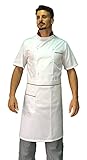 tessile astorino Kostenlose Stickerei – Kochset für Herren – Kochanzug – verschiedene Farben – Jacke, Hose und Schürze – 100 % Baumwolle – Uniform für Küche und Restaurant, Weiß/Bordeaux und