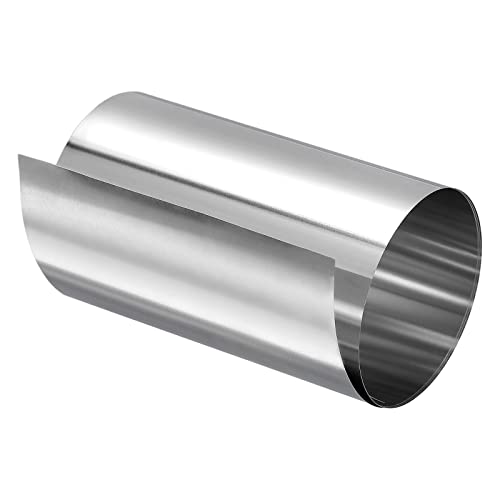 sourcing map Lámina de Acero Inoxidable 304, Rollo Hoja Tira de Placa Fina 0,03x100x1000mm para Artesanías, Equipo Electronico, Tono Plateado