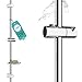 Duschstange 90cm rostfrei mit Seifenhalter - Brausestange 90 cm variable Bohrlöcher dank flexibler Wandhalterungen - universal Dusch Stange lang mit top Slider - Wandstange Dusche variabel
