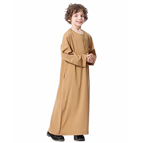 OLEMEK Arabic Thobe Muslim Thobe Boy’s Muslim Long Sleeves Kids Robe Islamic Boys Thobe3