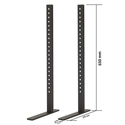 Image of SAFWE TVBS 3255 Universal Metal Tabletop TV Stand Base Replacement | Compatible with 32 to 55 Inch LCD LED TVs | 200 to 400 mm VESA Support | Flat Feet Design Stand Supporting up to 50 Kg (Black)