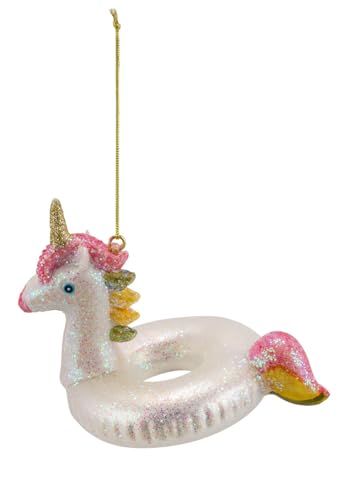 ZauberDeko Christbaumschmuck Glas Einhorn Schwimmring Weihnachten 11cm