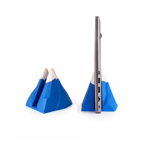 Image of Yellow Lab | Vertical Laptop Stand | Mountain Dock | Compatible with All laptops | Space-Saving Design | Compatible with MacBook, Samsung, Dell | White and Blue | (Light Blue | Cobalt | White Snow)