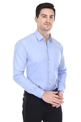 Image of Men's Solid Cotton Blend Formal Shirt with Pocket | Plain Design with Spread Collar & Full Sleeves - Regular Fit (Pack of 2)