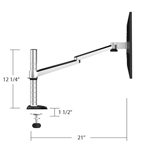 VERSADESK Omniview Single Monitor Arm - Black, Universal mounting Bracket, Aluminum Alloy Frame, Integrated Cable Management, 360 Degree Rotation Range, 180 Degree Swivel Range - Thumbnail 5